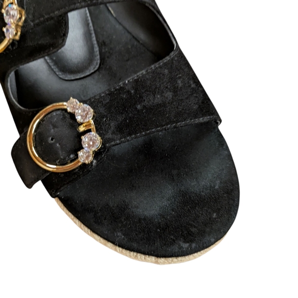 Stuart Weitzman Crystal Ring Espadrille Flats Black Size 38.5 - Picture 4 of 11